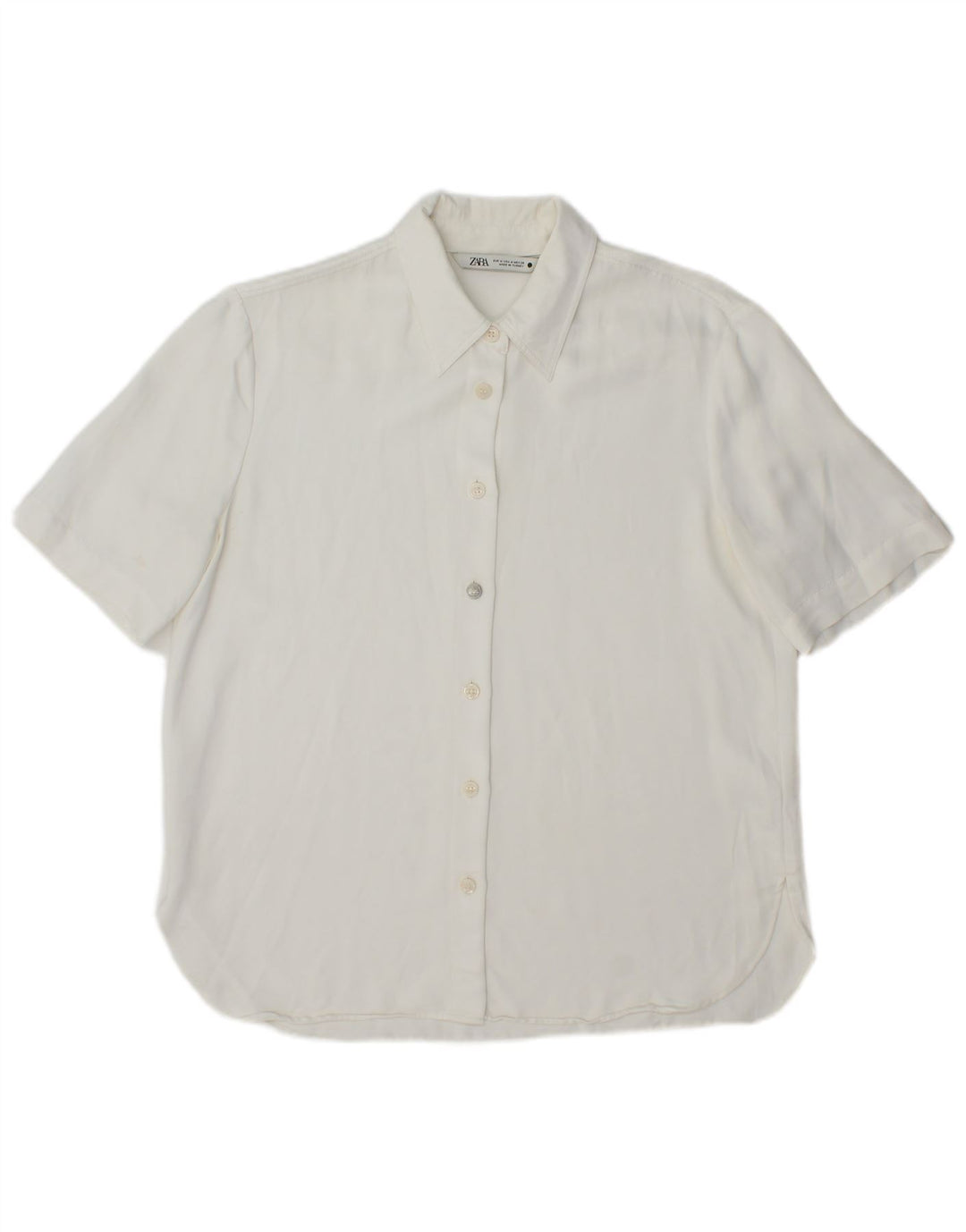 Zara kortærmet skjorte til kvinder UK 14 Medium White Viscose