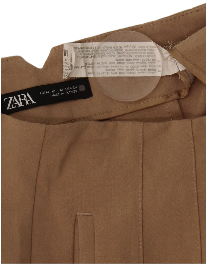 Zara Dame Slim Cropped Trousers Medium W28 L26 Beige Polyester
