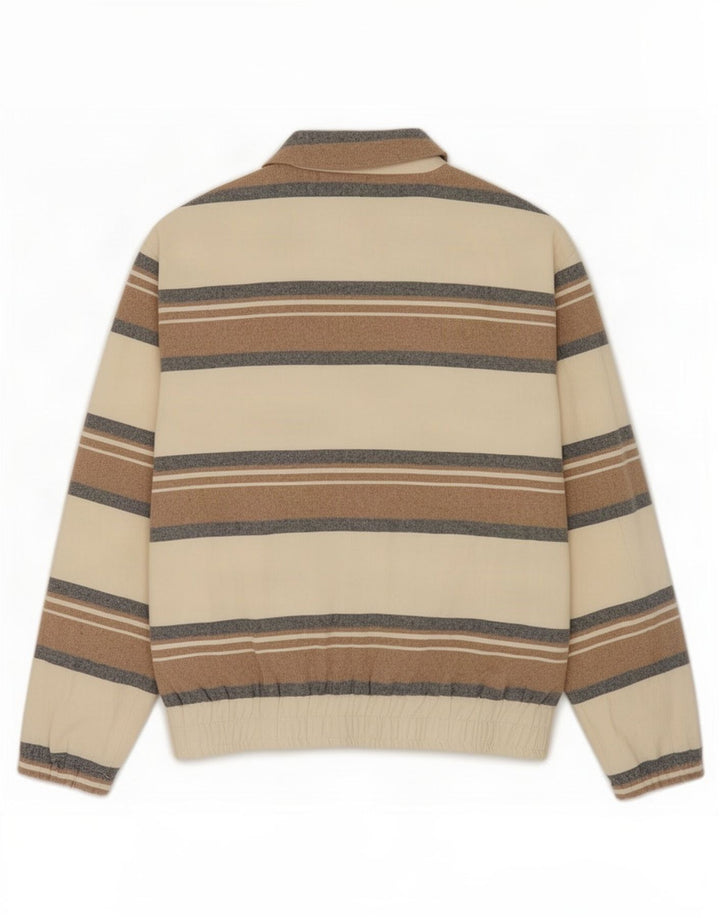 Zara Bomber Jacket UK 38 Medium Beige Stribet Bomuld