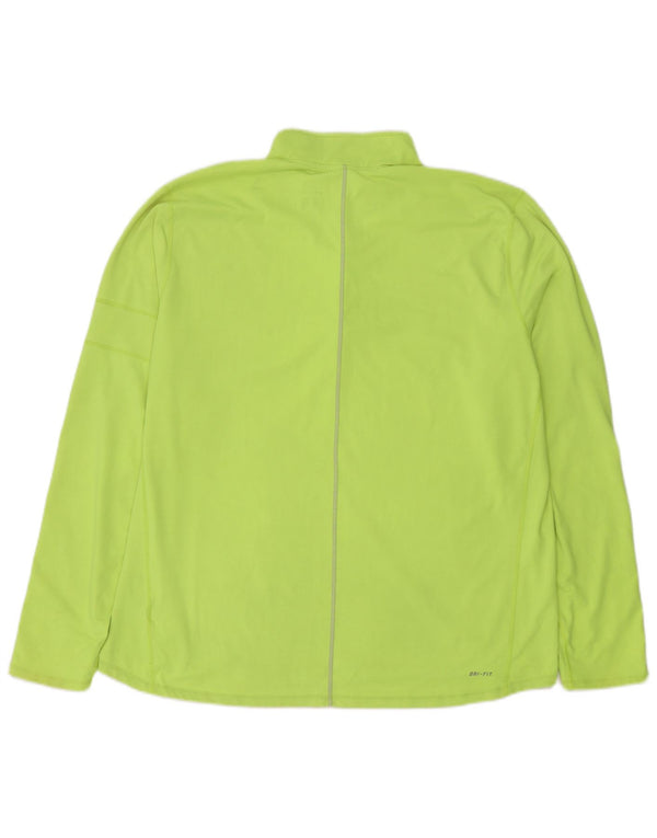 Nike Herre Dri Fit Pullover med lynlås-hals træningsdragt Top 2XL Grøn polyester