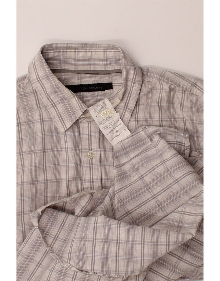 CALVIN KLEIN JEANS Mens Shirt Large Grey Check Cotton Vintage Calvin Klein Jeans and Second-Hand Calvin Klein Jeans from Messina Hembry 