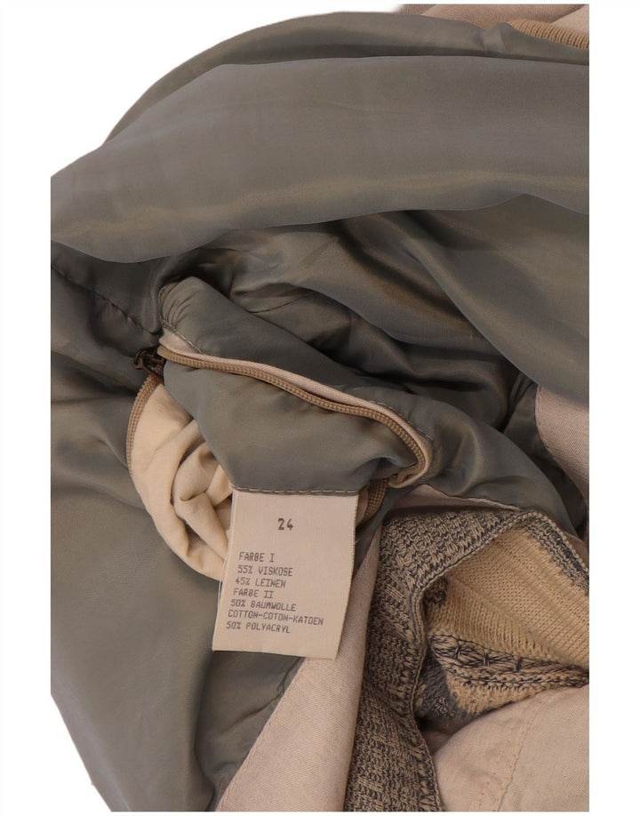 Vintage Bomber Jacket UK 38 Medium Beige Geometrisk Viscose