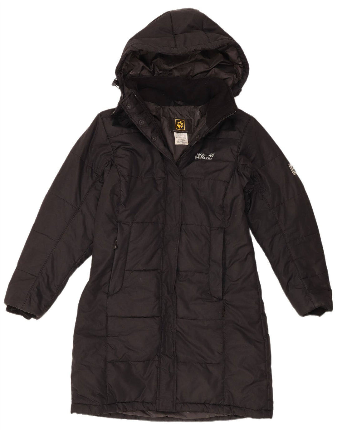 Jack Wolfskin Dame Hætte Polstret Frakke UK 10 Small Black Polyester