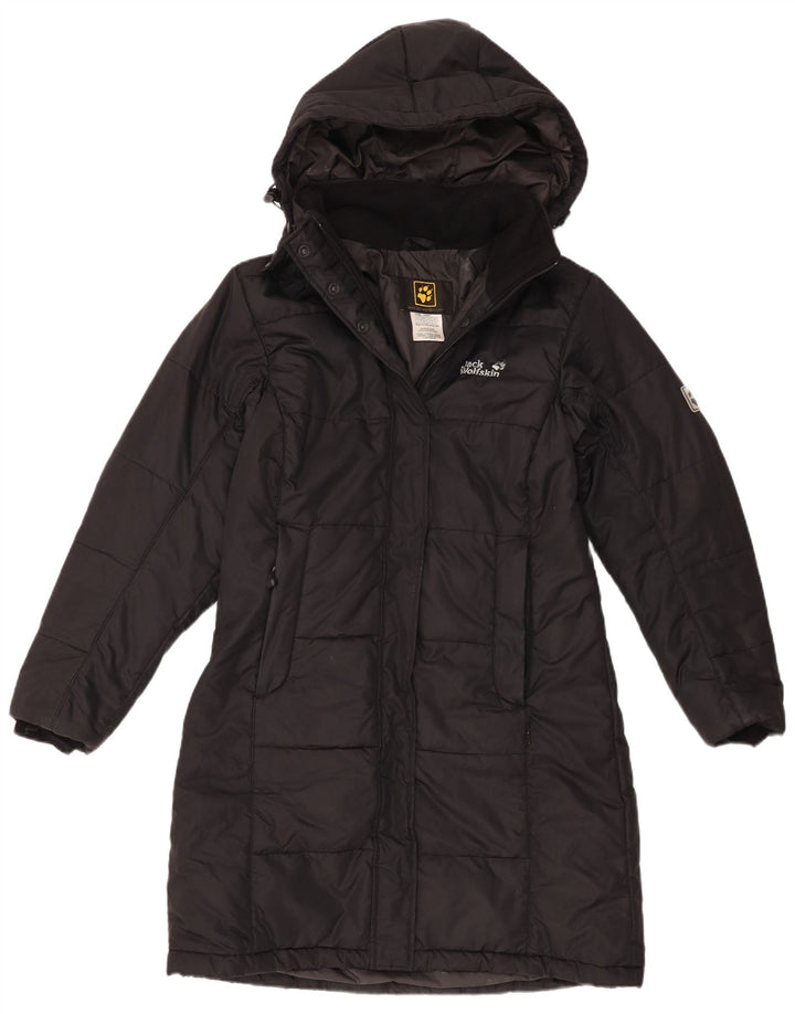 Jack Wolfskin Dame Hætte Polstret Frakke UK 10 Small Black Polyester