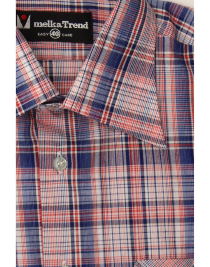 MELKA Mens Shirt Size 40 Medium Pink Check Cotton Vintage Melka and Second-Hand Melka from Messina Hembry 