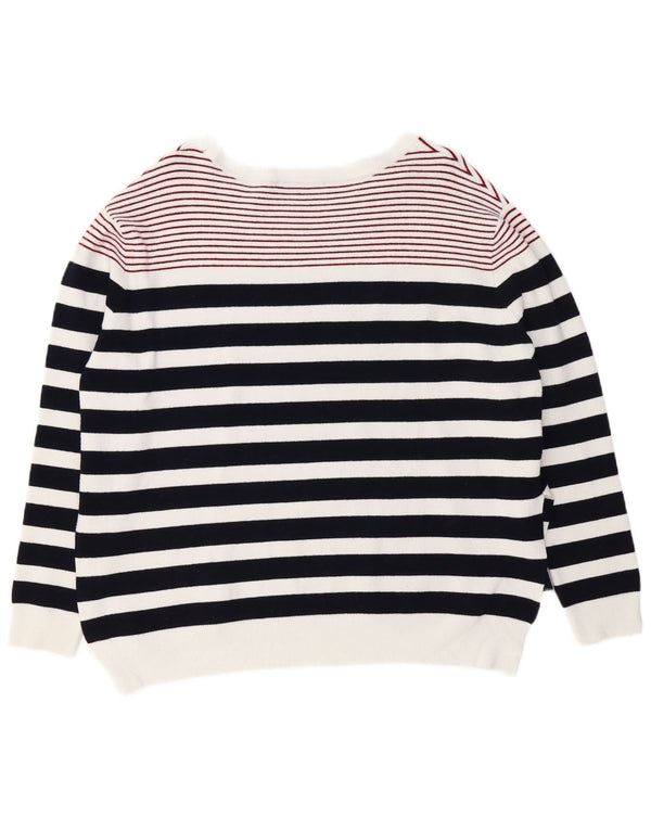 Zara Dame Oversized Boat Neck Jumper Sweater UK 10 Small White Striped