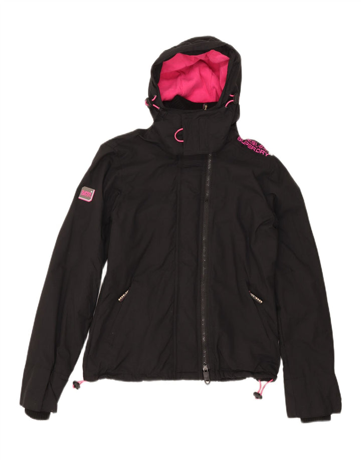 Superdry vindjakke til kvinder med hætte vindjakke UK 14 Medium Sort