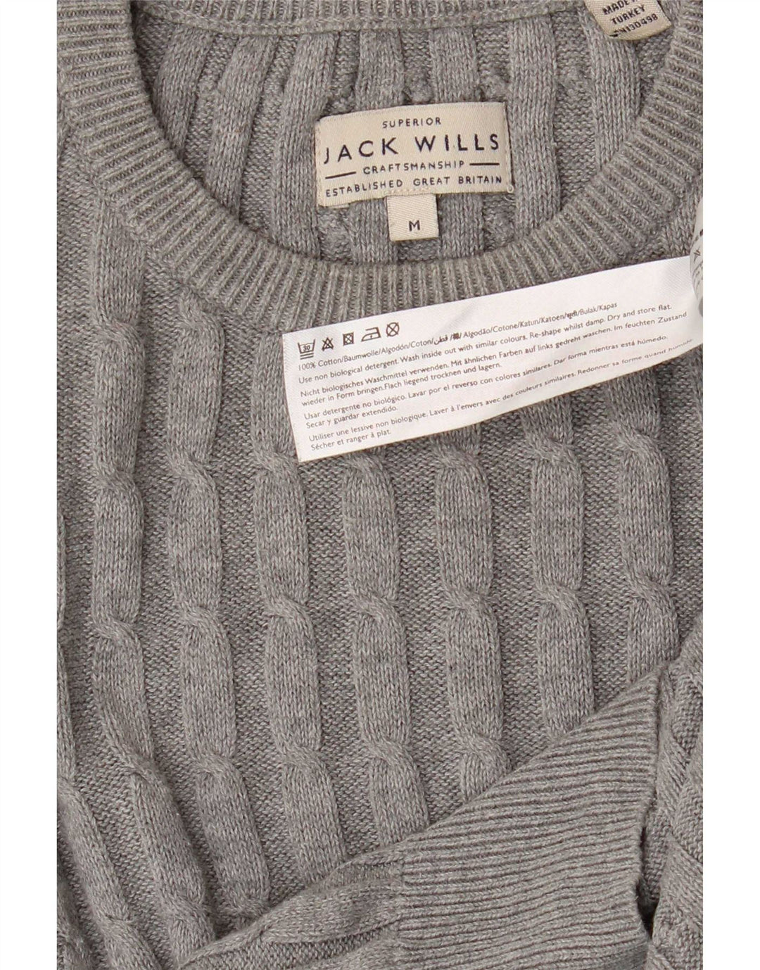 Jack Wills Herre Crew Neck Jumper Sweater Medium Grå Bomuld