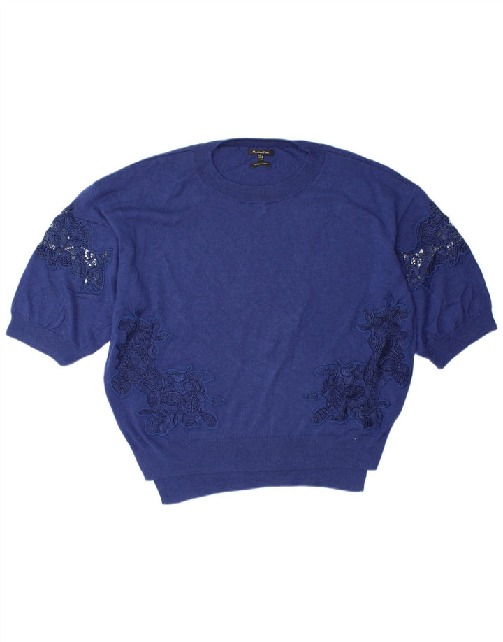 MASSIMO DUTTI Dame Oversized Crew Neck sweater UK 14 Medium Blue