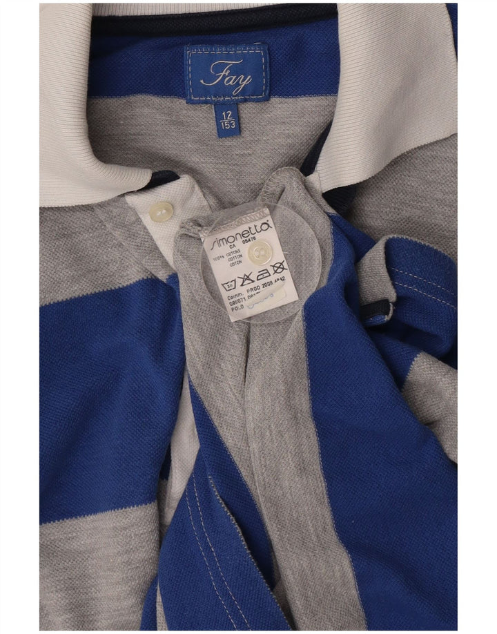 Fay Boys Polo Shirt 11-12 År Blå Stribet Bomuld