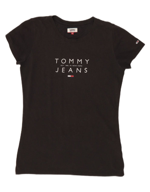 Tommy Hilfiger Womens Graphic T-Shirt Top UK 12 Medium Black