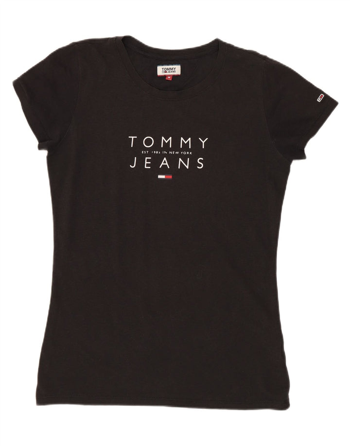 Tommy Hilfiger Dame Grafisk T-Shirt Top UK 12 Medium Sort