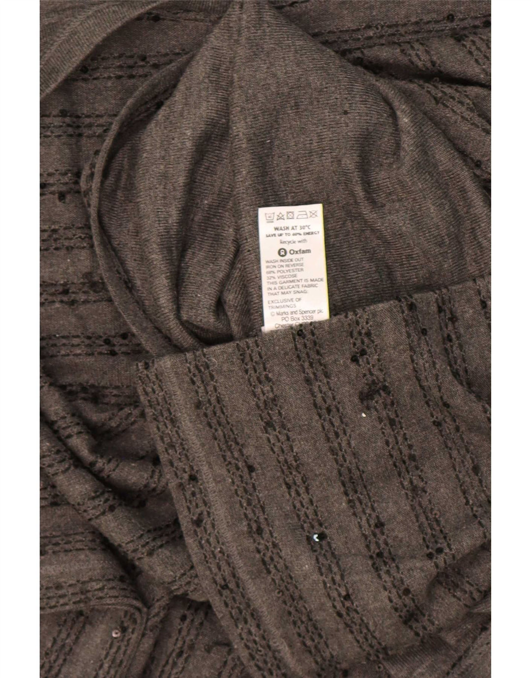 Zara Dame Top 3/4 ærmer UK 20 2XL Grå Stribet Polyester