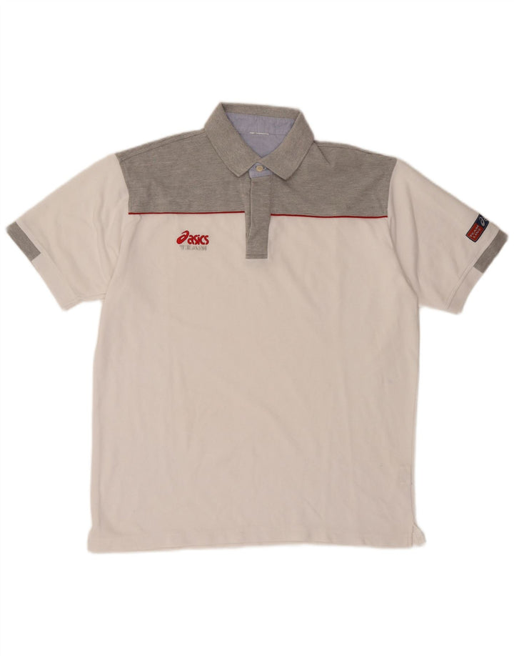 Asics Poloshirt til mænd Stor hvid Colourblock Bomuld
