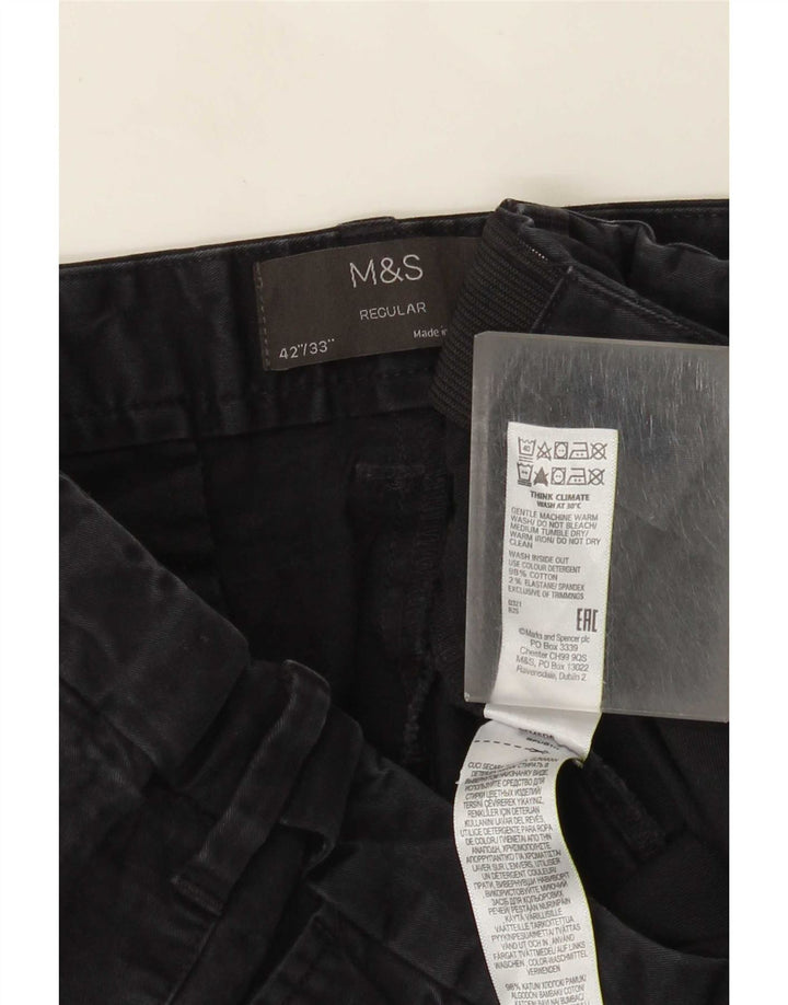 Marks & Spencer Herre Lige Regular Chino Bukser W42 L33 Navy Blue