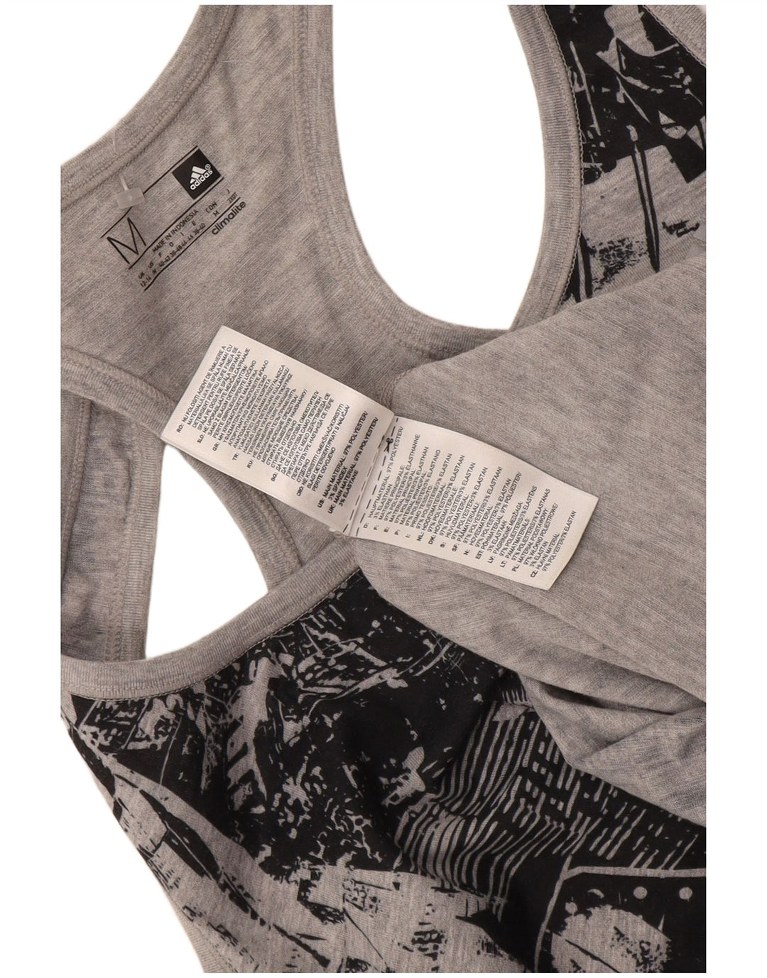 Adidas Dame Climalite Grafisk Vest Top UK 12/14 Medium Grå Geometrisk