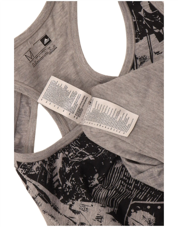 Adidas Dame Climalite Grafisk Vest Top UK 12/14 Medium Grå Geometrisk