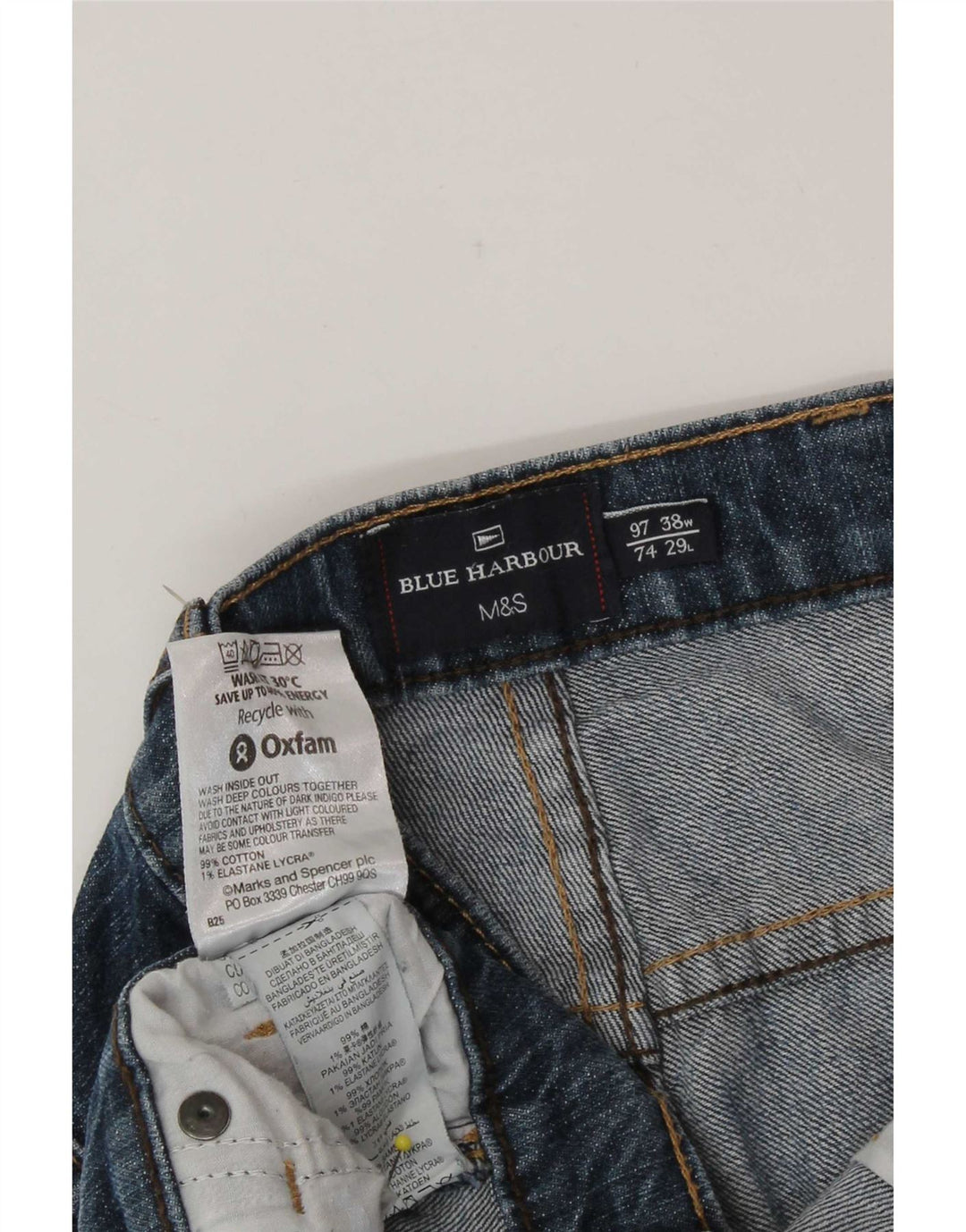 Marks & Spencer Herre Blue Harbor Straight Jeans W38 L27 Blue Cotton