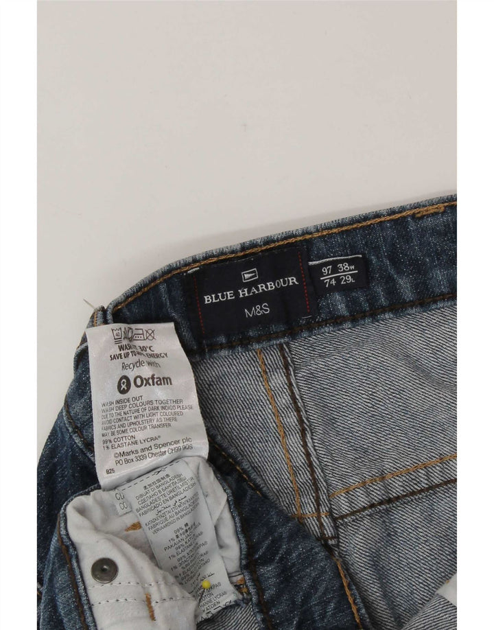 Marks & Spencer Herre Blue Harbor Straight Jeans W38 L27 Blue Cotton