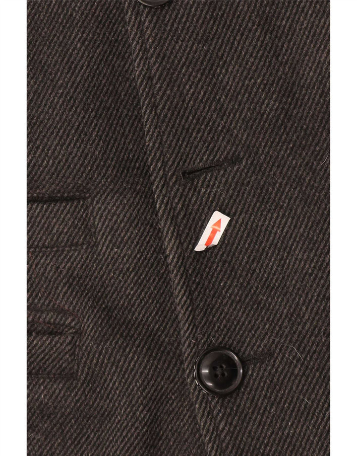 Superdry Men Pea Coat UK 40 Large Grey Wool