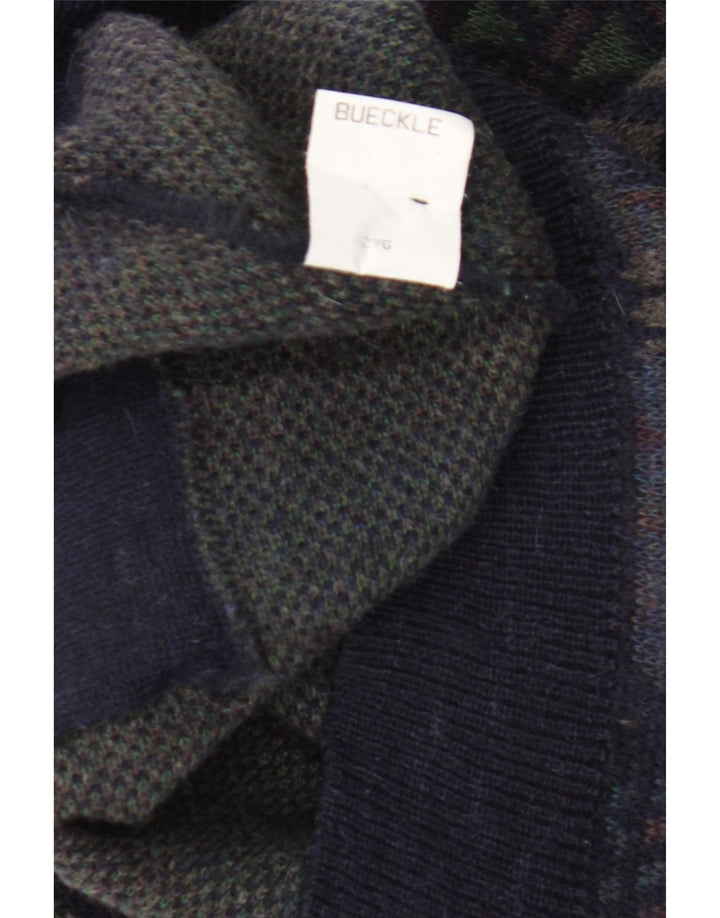 Bueckle Herre Cardigan Sweater IT 58 XL Marineblå Geometrisk Uld