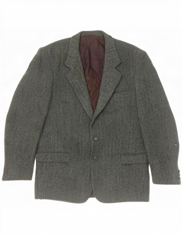 Harris Tweed Herre 2 Button Blazer Jacket IT 54 2XL Grøn sildeben