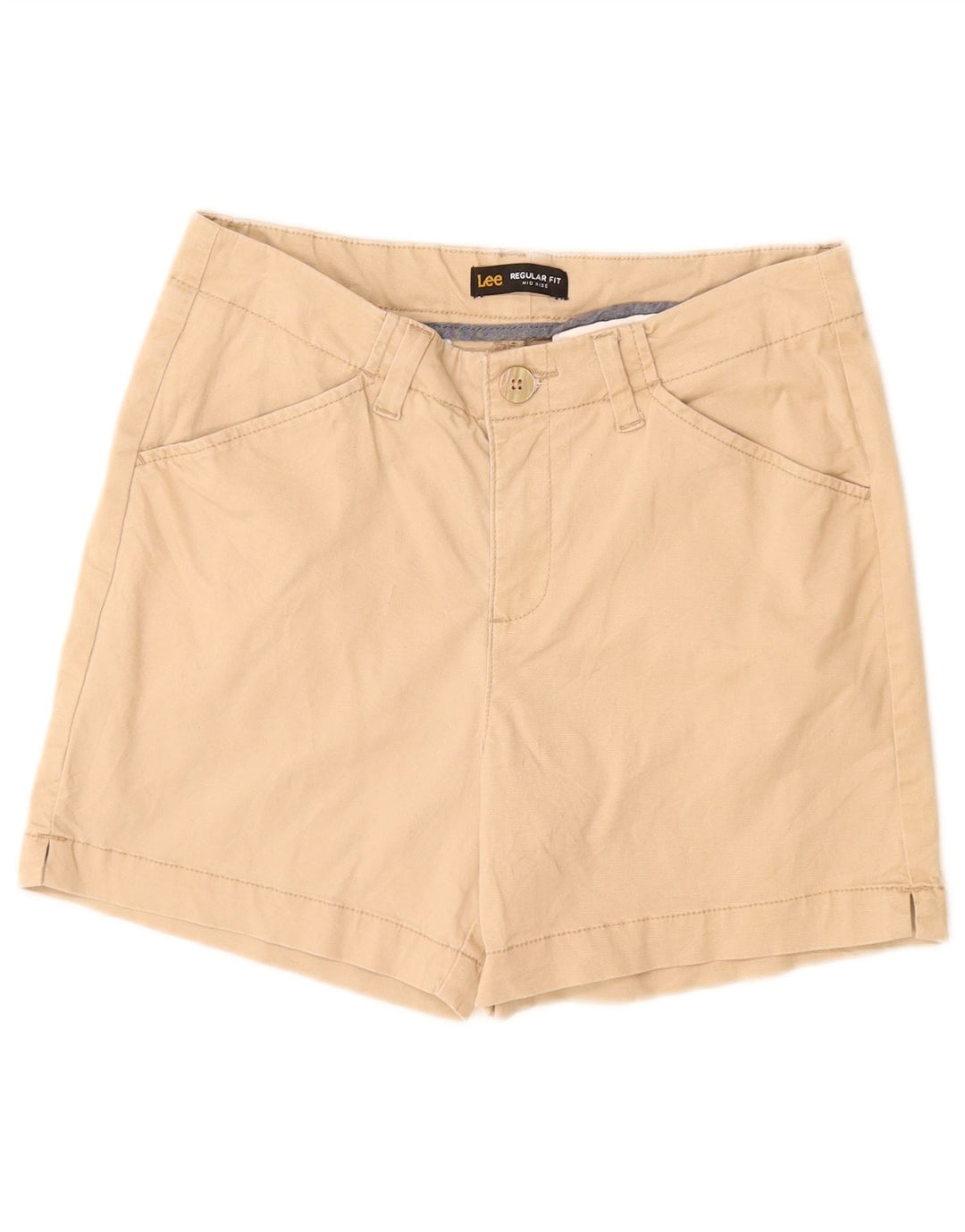 Lee Dame Mid Rise Regular Fit Casual Shorts US 6 Medium W28 Beige Bomuld