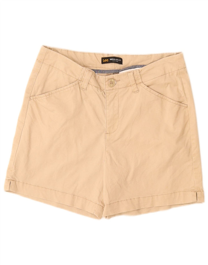 Lee Dame Mid Rise Regular Fit Casual Shorts US 6 Medium W28 Beige Bomuld