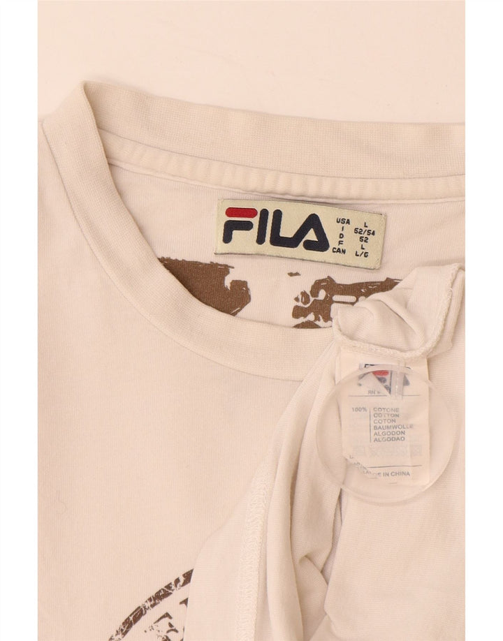 FILA Herre Grafisk T-Shirt Top Stor Hvid Bomuld