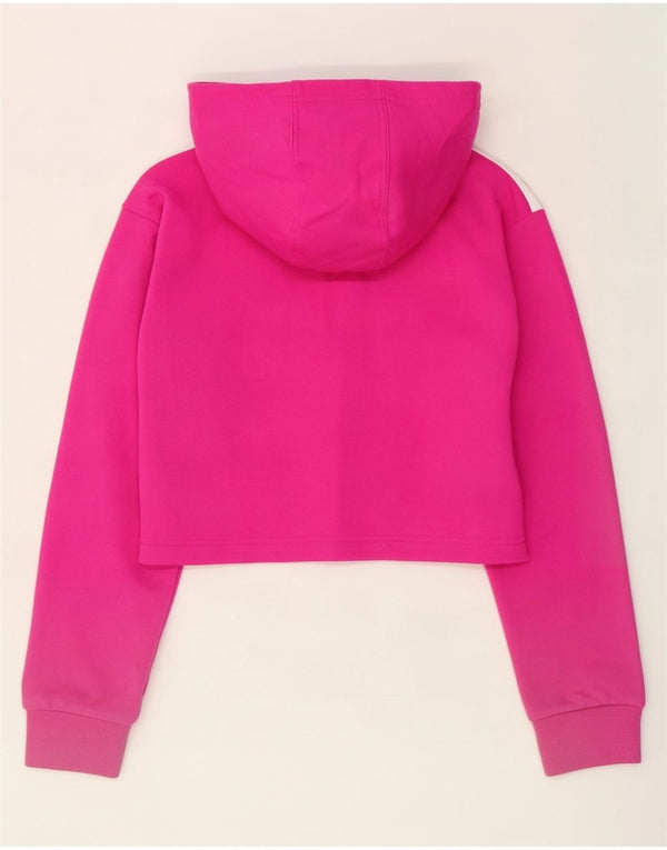 Adidas Girls Crop Hoodie Jumper 9-10 år Pink Colourblock Bomuld