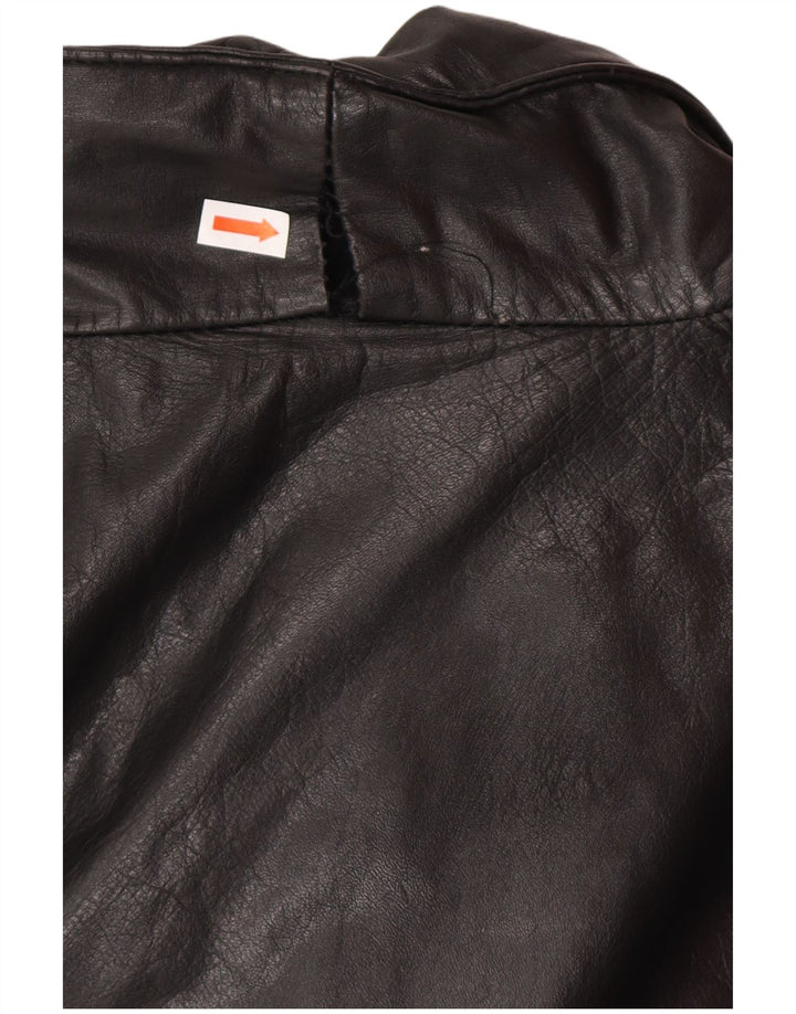 VINTAGE Oversized læderfrakke til kvinder UK 14 Medium sort læder