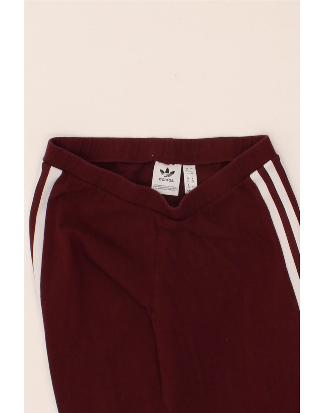 ADIDAS Womens Graphic Leggings UK 8 Small  Maroon Cotton Vintage Adidas and Second-Hand Adidas from Messina Hembry 