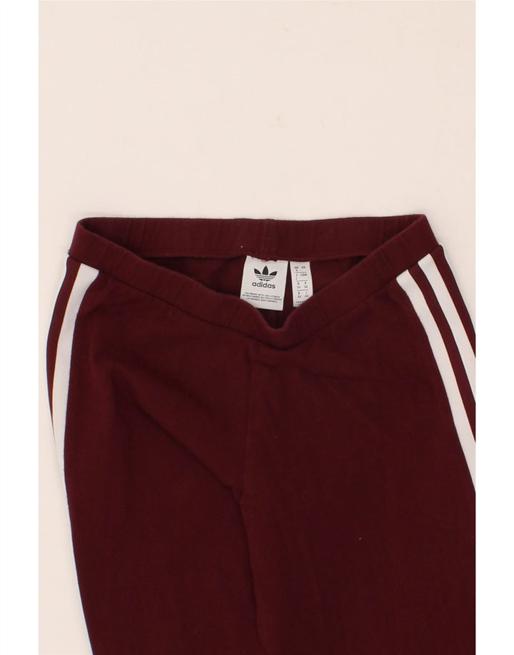 ADIDAS Womens Graphic Leggings UK 8 Small  Maroon Cotton Vintage Adidas and Second-Hand Adidas from Messina Hembry 