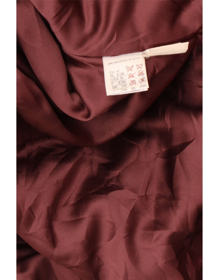 MAX MARA Dame Weekend Hætte Oversized Overfrakke UK 10 Small Burgundy
