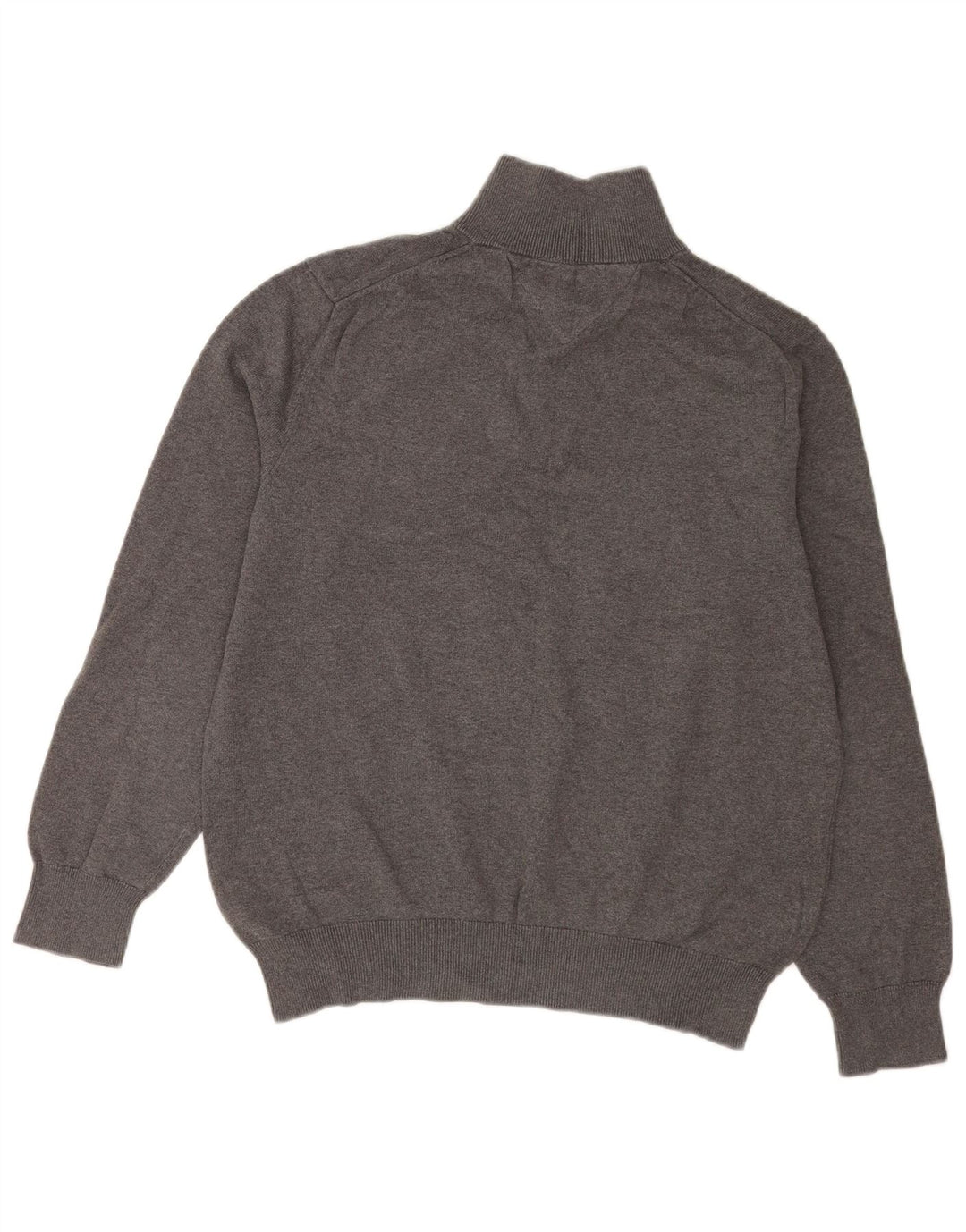 Tommy Hilfiger Herre Zip Neck Jumper Sweater Stor Grå Bomuld