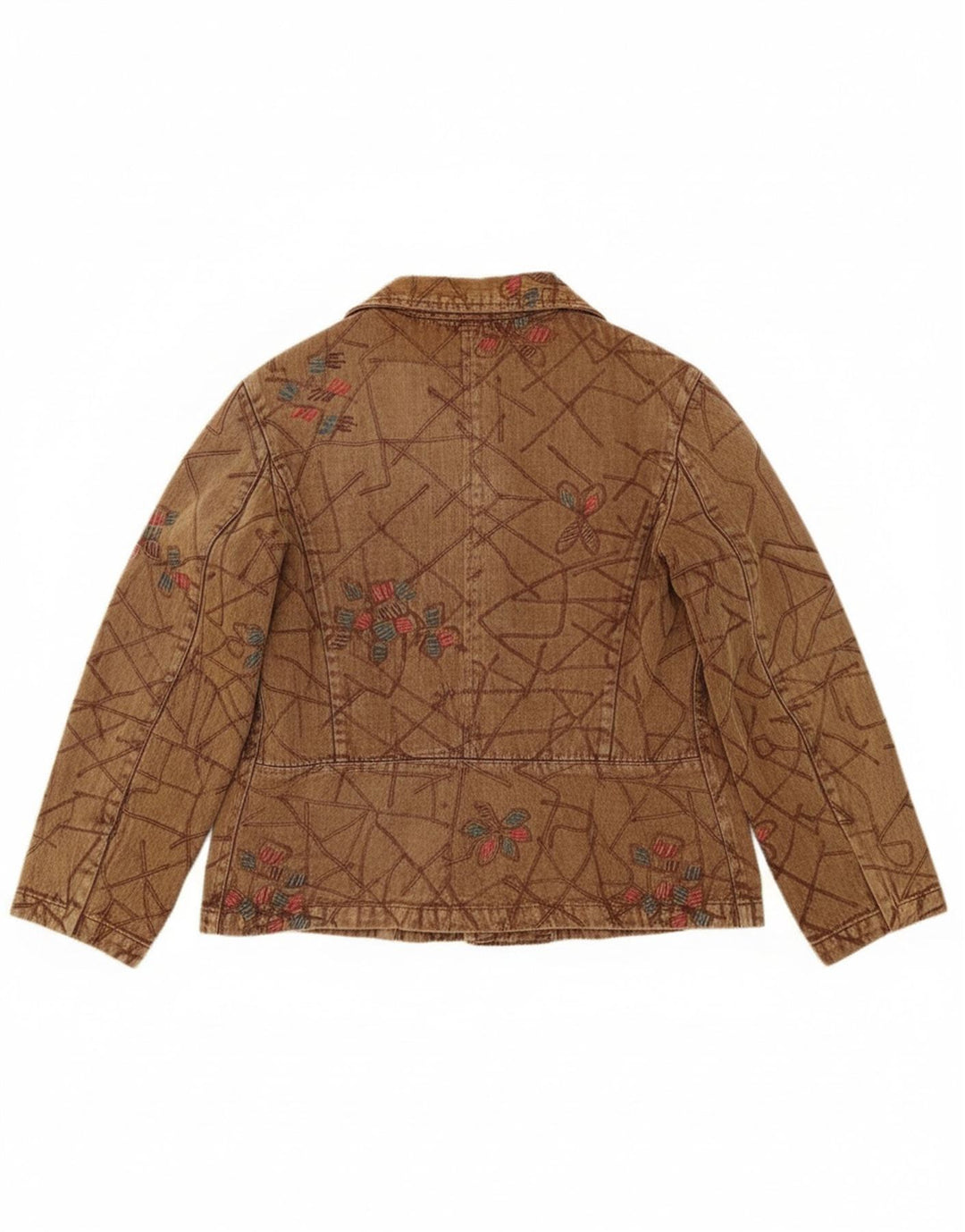 Vintage bombeflyjakke til kvinder UK 16 Stor brun blomstret bomuld