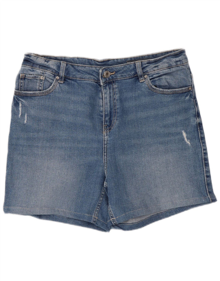 Marks & Spencer Kvinder Distressed Denim Shorts UK 12 Medium W30 Blue Cotton