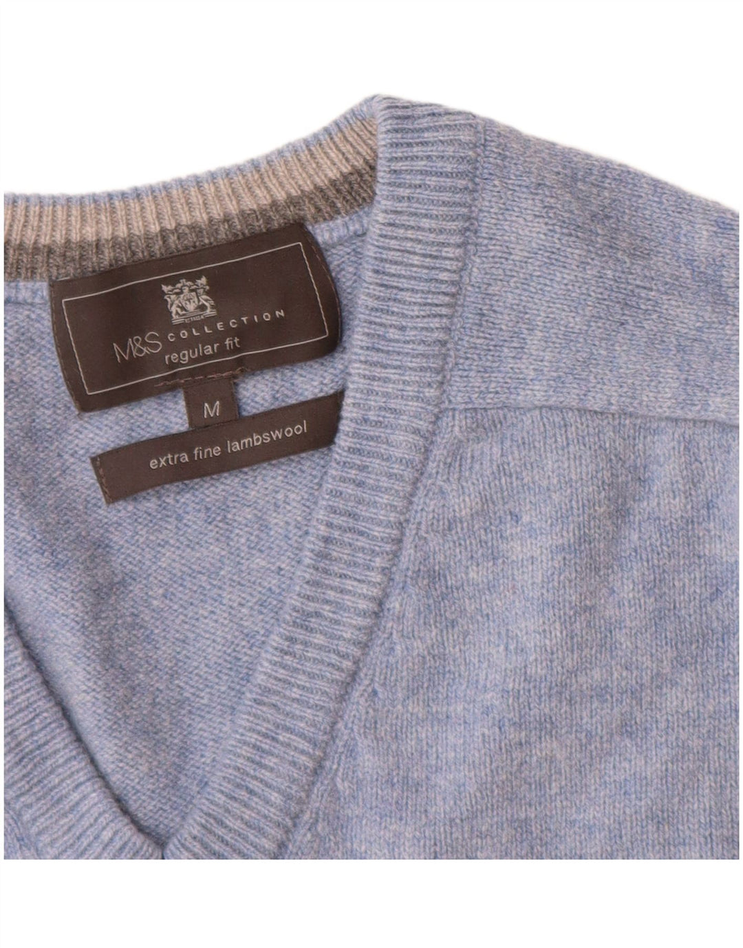 Marks & Spencer Herre Regular Fit V-hals sweater mellemblå