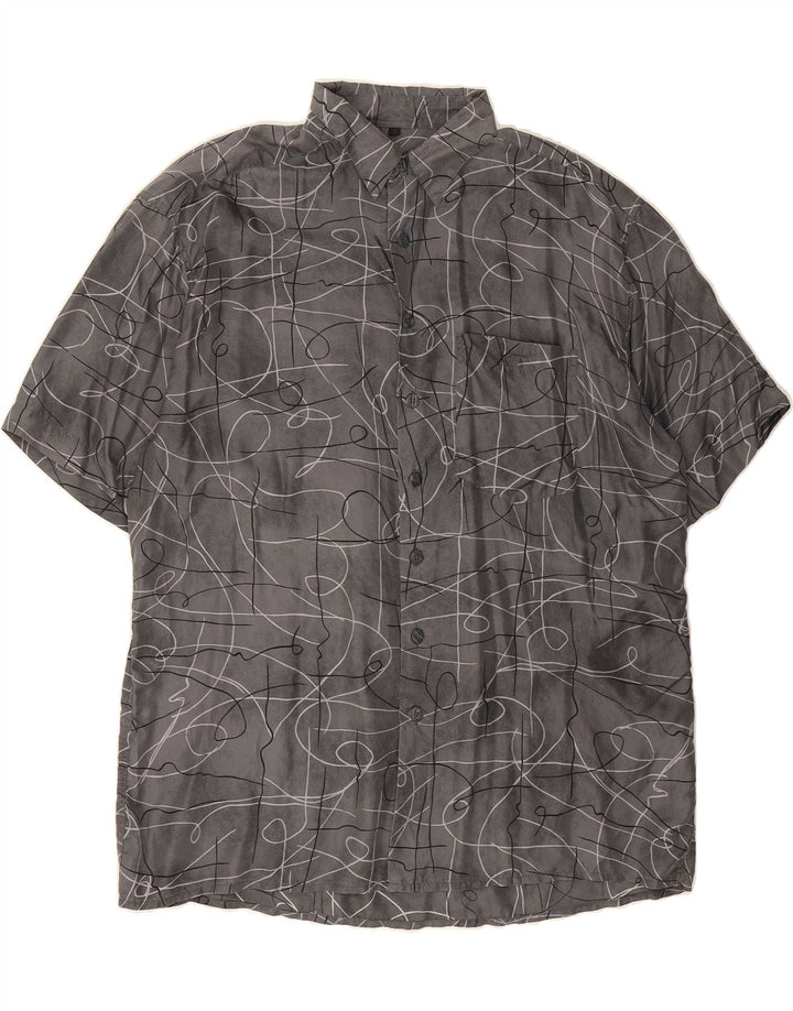NICK TAYLOR Mens Abstract Pattern Short Sleeve Shirt XL Grey Vintage Nick Taylor and Second-Hand Nick Taylor from Messina Hembry 
