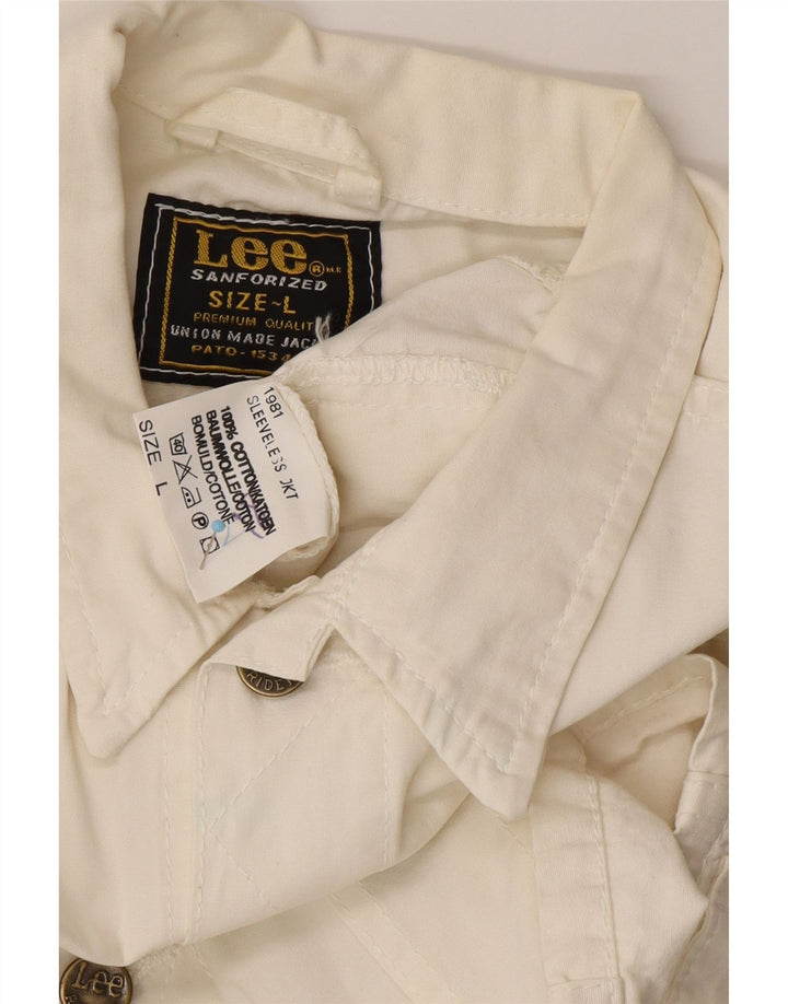 LEE Womens Crop Gilet UK 16 Large Off White Bomuld