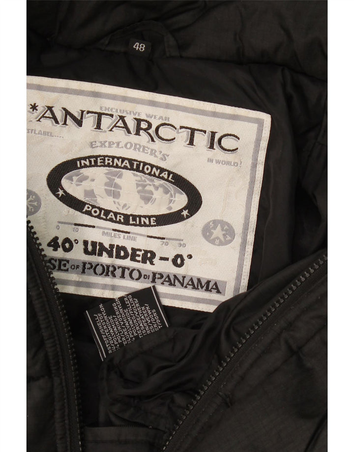 Vintage Herre Hætte Loose Fit Skijakke EU 48 Medium Grå Polyamid