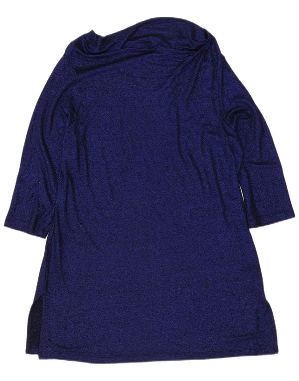 Marks & Spencer Dame Longline Top 3/4 ærmer UK 16 Large Blue Viscose