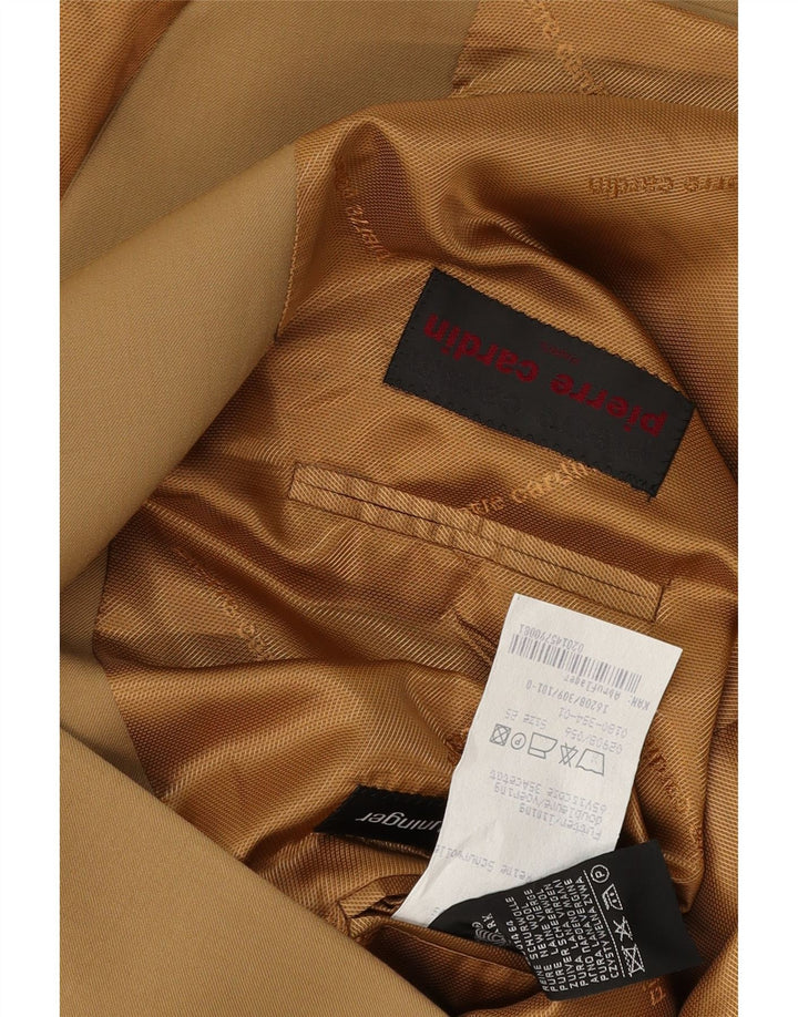 PIERRE CARDIN Herre 3-knaps blazerjakke UK 40 Large Beige Virgin Wool