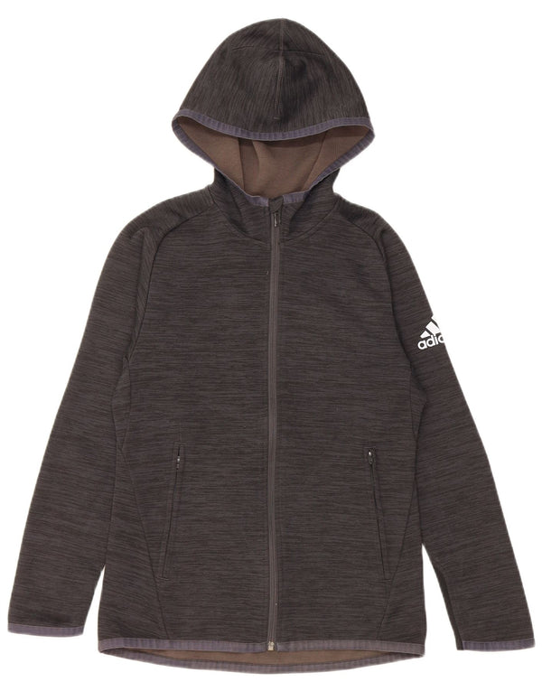 Adidas drenge Climaheat hættetrøje med lynlås 11-12 år grå flækket polyester