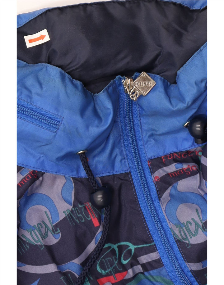 JEANTEX Mens Rain Jacket UK 40 Large Navy Blue Geometric Polyamide Vintage Jeantex and Second-Hand Jeantex from Messina Hembry 