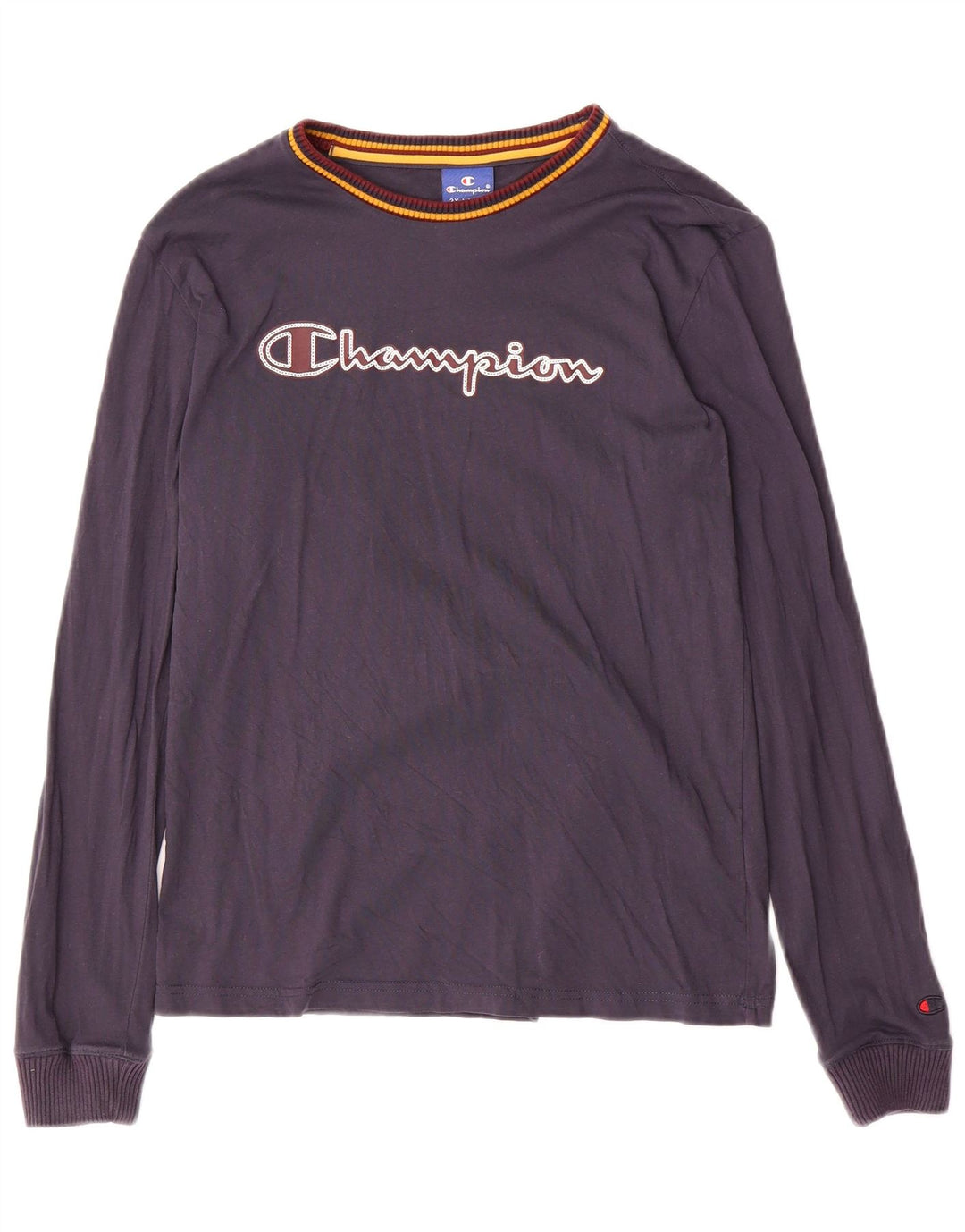 CHAMPION Boys Graphic Top Long Sleeve 15-16 Years 2XL  Navy Blue