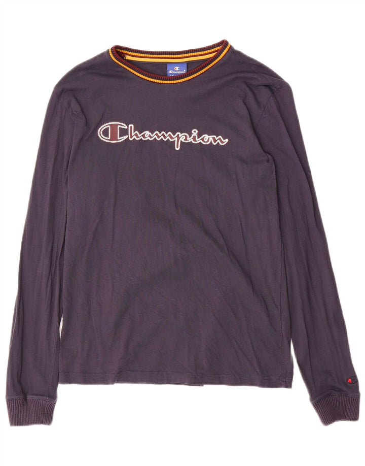CHAMPION Boys Graphic Top Long Sleeve 15-16 Years 2XL  Navy Blue