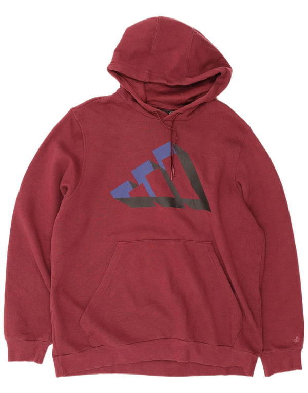 Adidas Grafisk hættetrøje til mænd Large Burgundy Cotton Sports