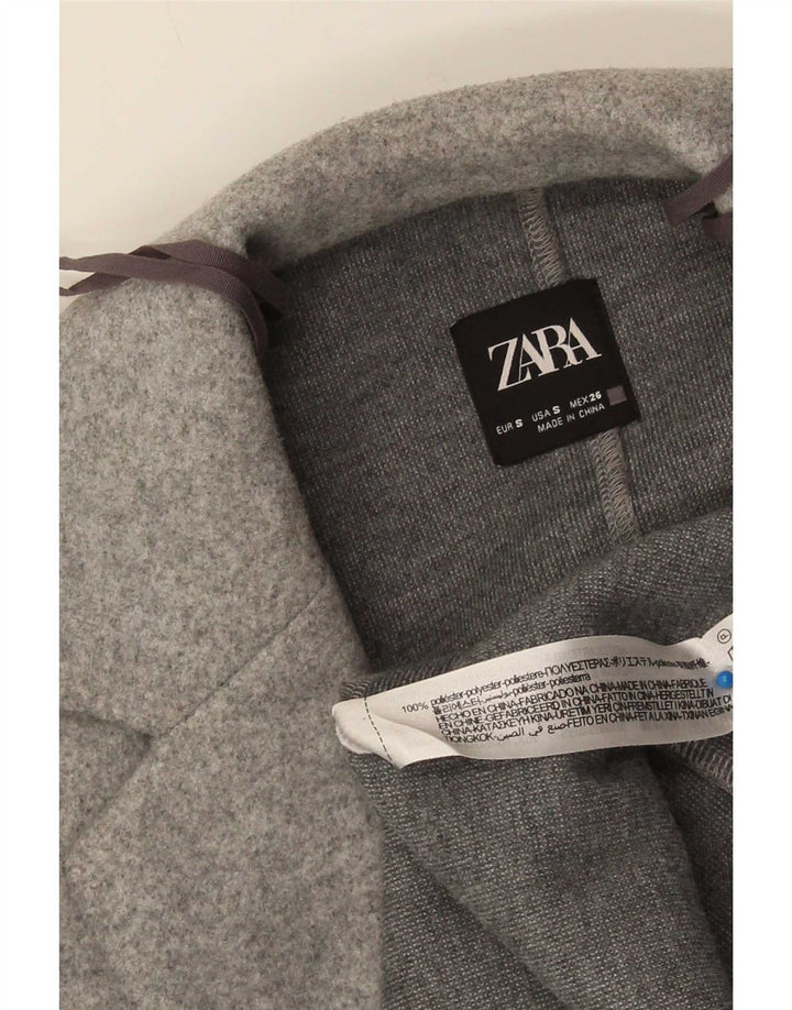 Zara Womens Open Overcoat UK 10 Small Grå Polyester