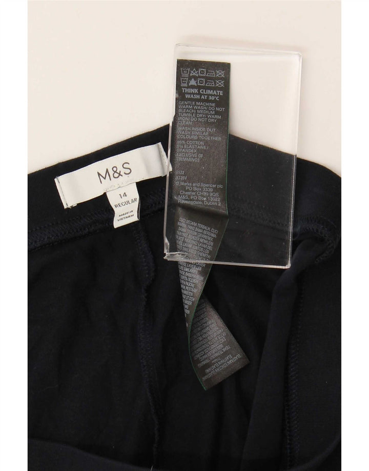 Marks & Spencer Womens Leggings UK 14 Large Navy Blue Cotton